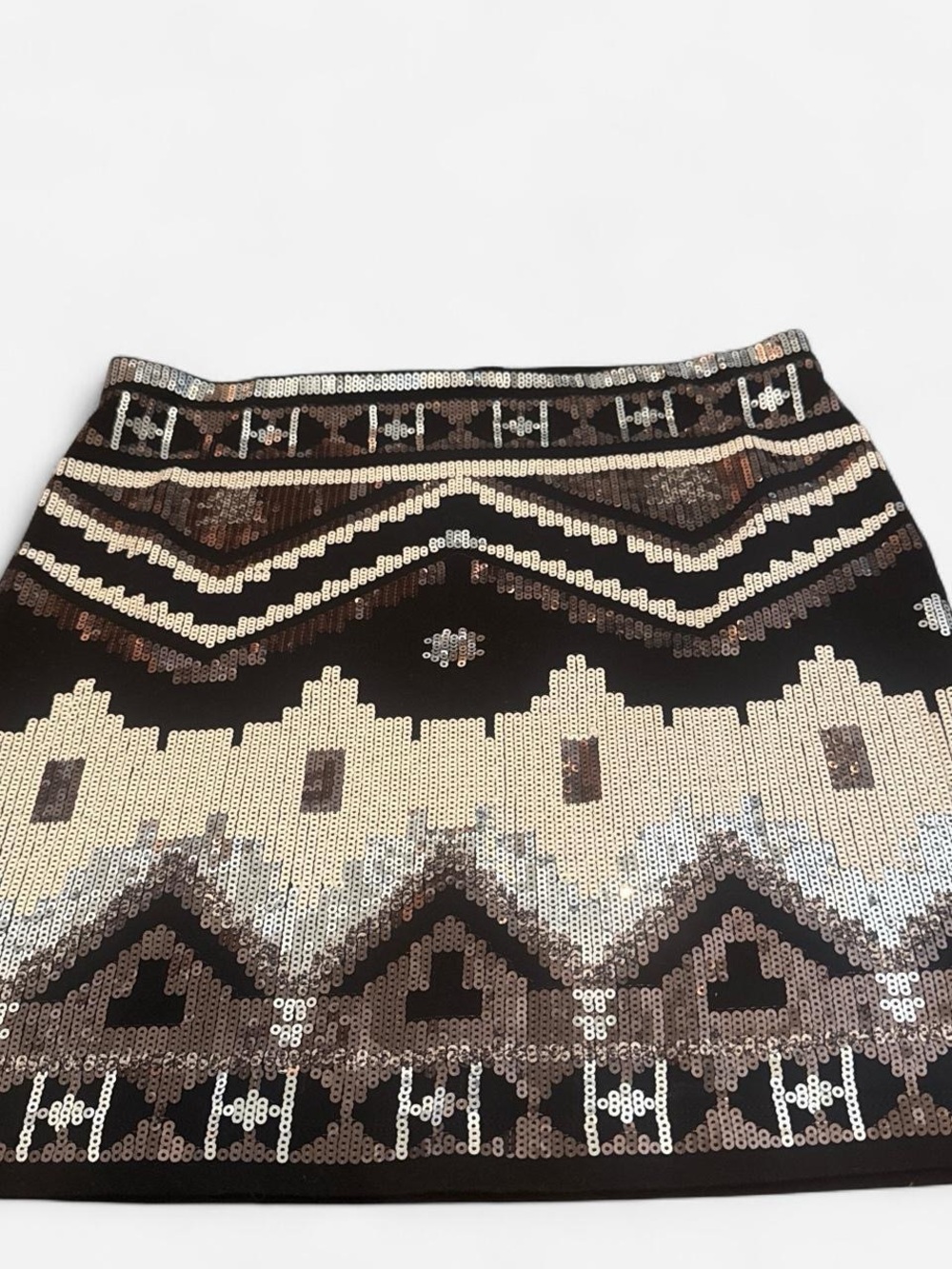 Express Sequin Mini Skirt - Black & Gold